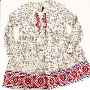 Catimini || Embroidered Tunic Dress Ivory Boho Size 5